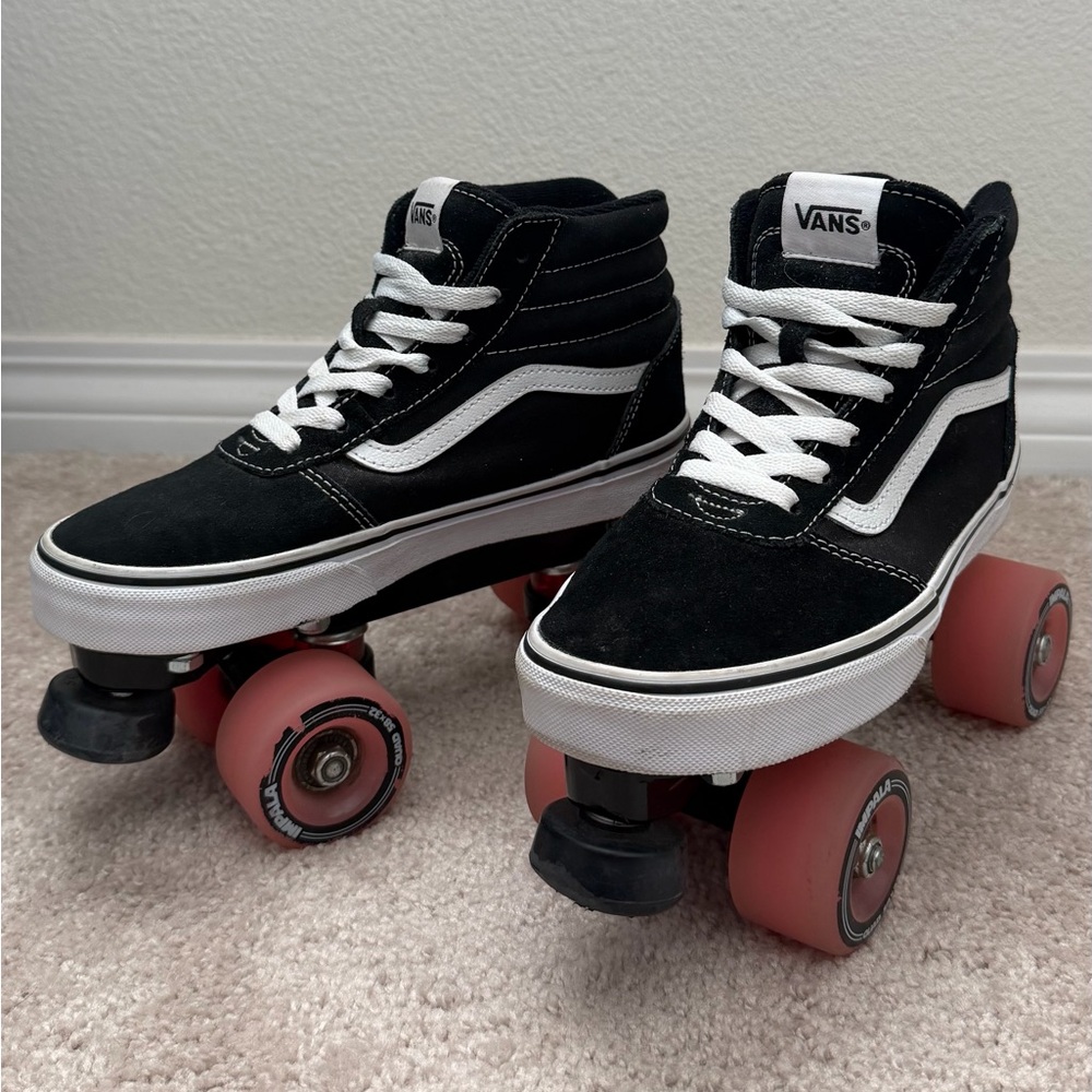Vans Black and White High-Top Roller Skates
